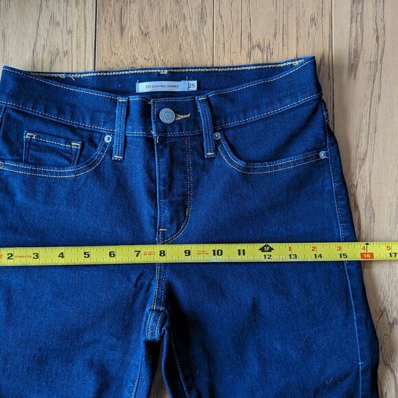 Levi's Women Straight Slim Jeans 25 Low Rise Indigo Dark Blue Petite 0 - Picture 6 of 11